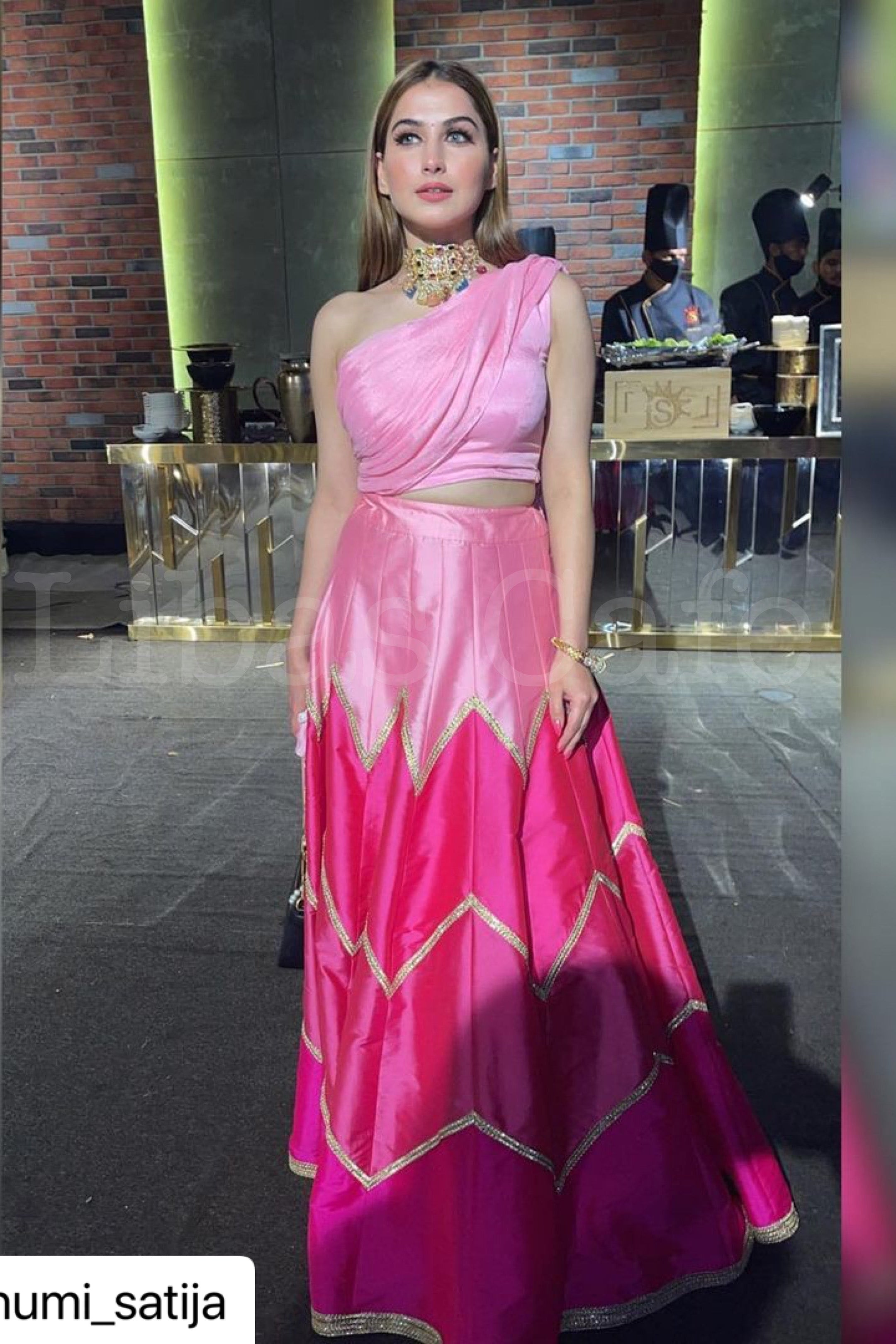 Pink Drape Lehenga